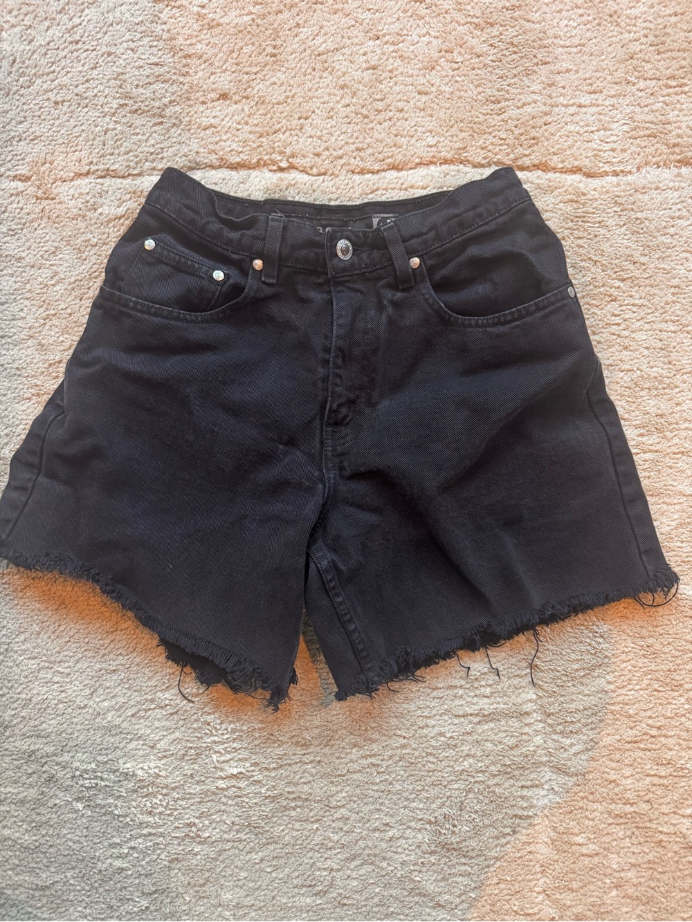 Vintage Levis Black Frayed Hem High-Rise Shorts